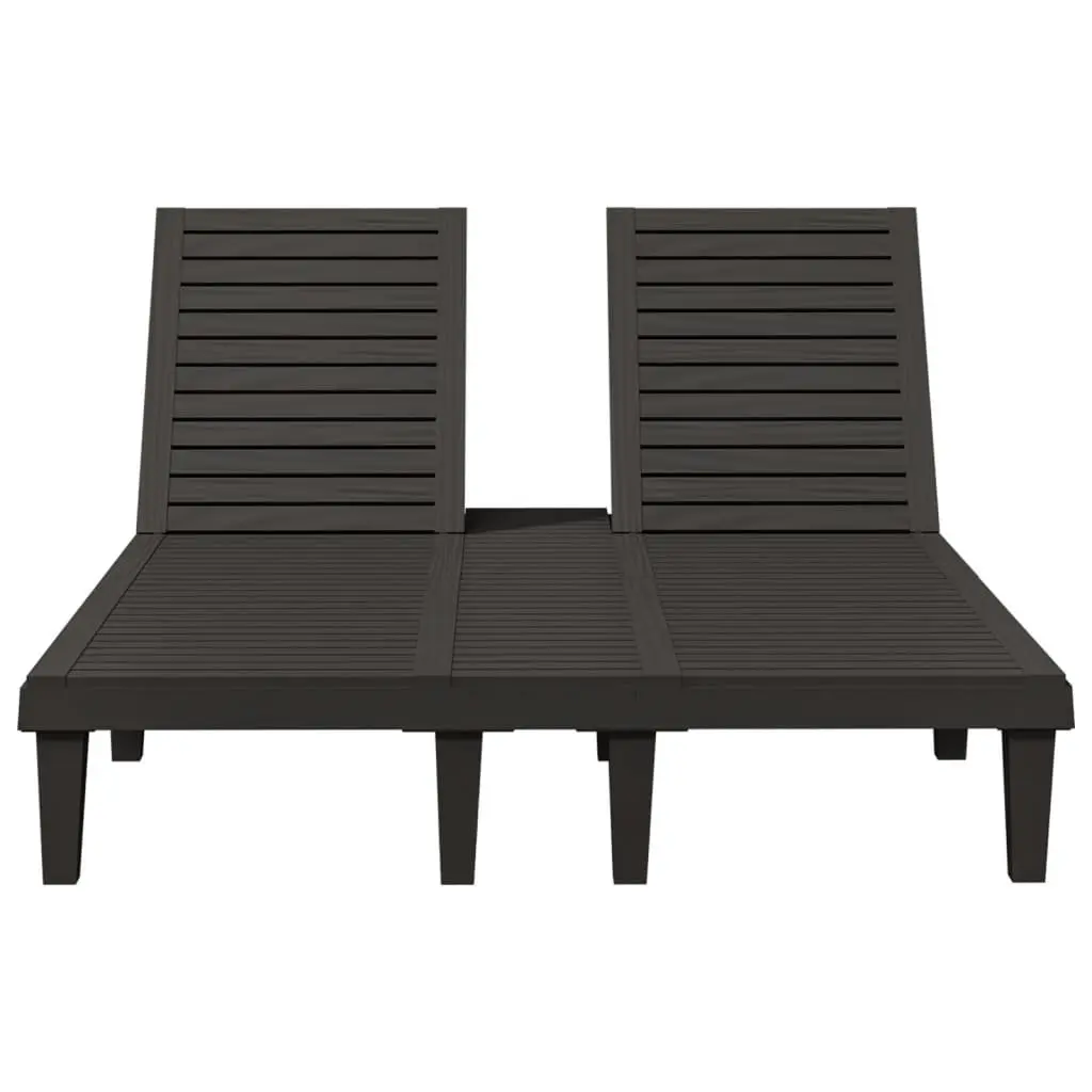 Black Double Sun Lounger with Adjustable Backrest