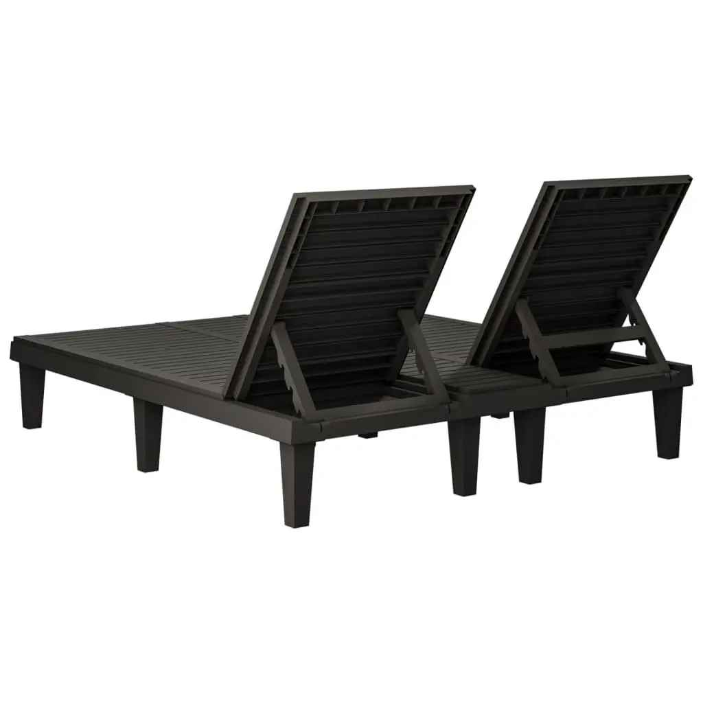 Black Double Sun Lounger with Adjustable Backrest