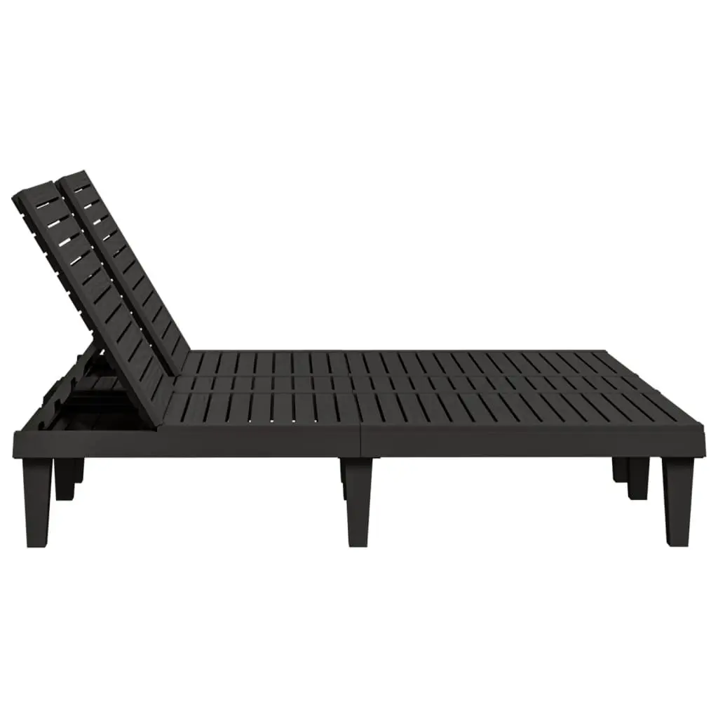 Black Double Sun Lounger with Adjustable Backrest