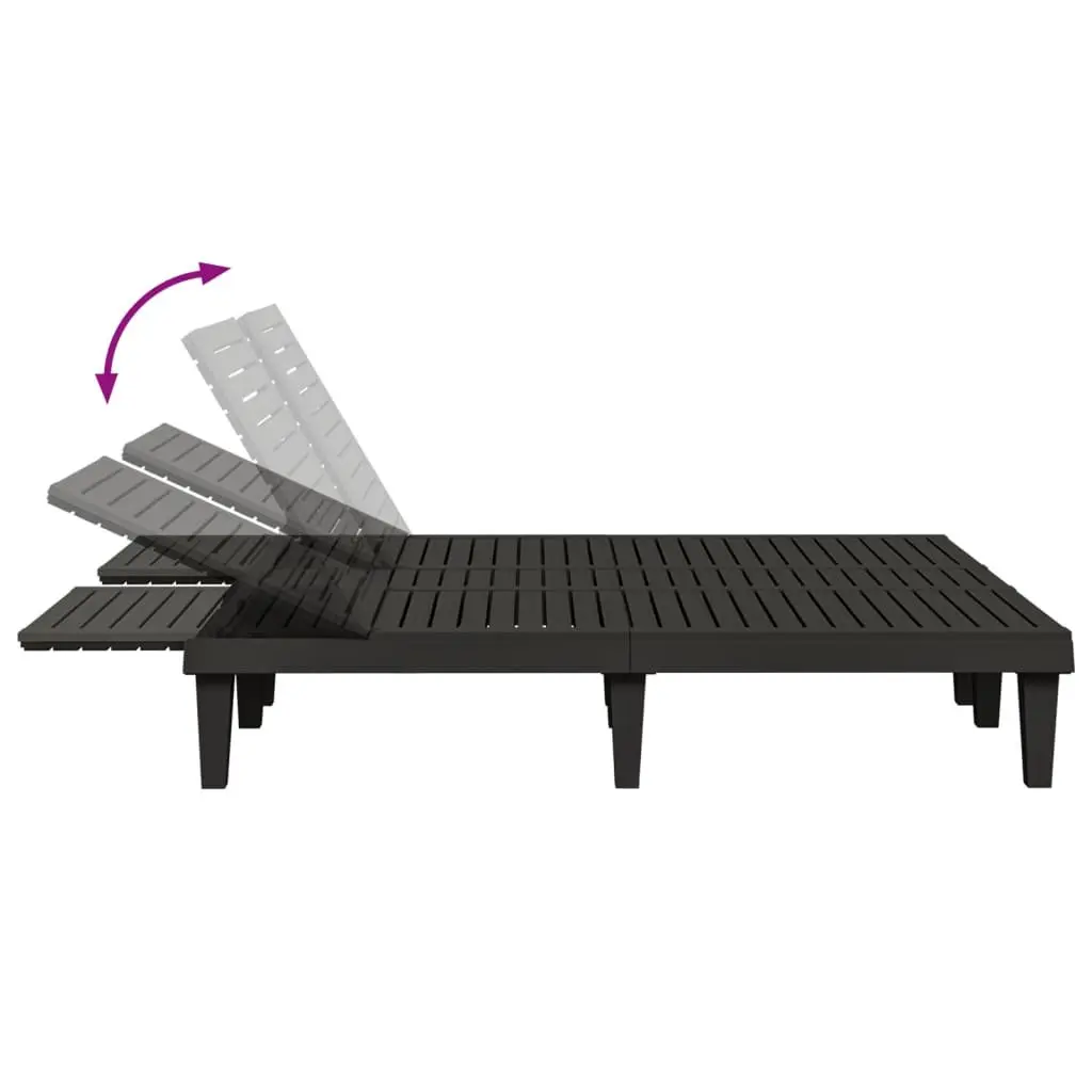 Black Double Sun Lounger with Adjustable Backrest