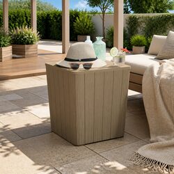 Durable Brown Garden Storage Table with Removable Lid