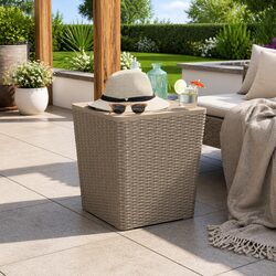 Stylish Brown Garden Storage Table with Removable Lid