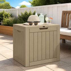 Durable Outdoor Storage Box with Imitation Wood Texture