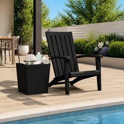 Black Outdoor Adirondack Chair for Garden and Patio