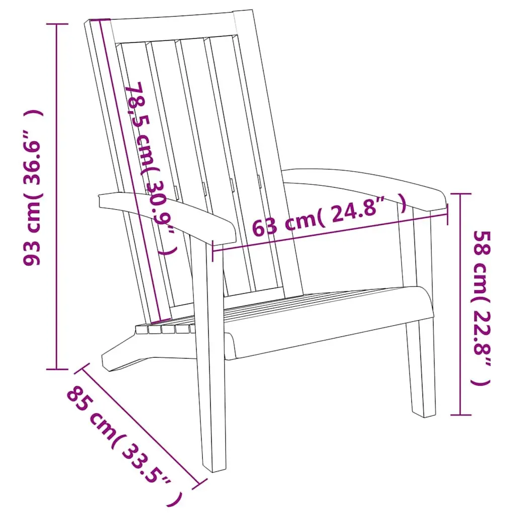 Adirondack Chair Polypropylene Outdoor Garden Lounge Seating Light Brown