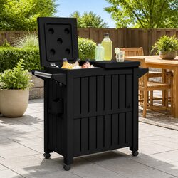 3-in-1 Serving Cart with Ice Bucket Wheels Kitchen Dining Trolley Rolling