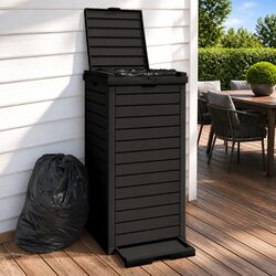 Outdoor Garbage Bin Black 41x41x86cm Double Lid Waste Rubbish Container 118L