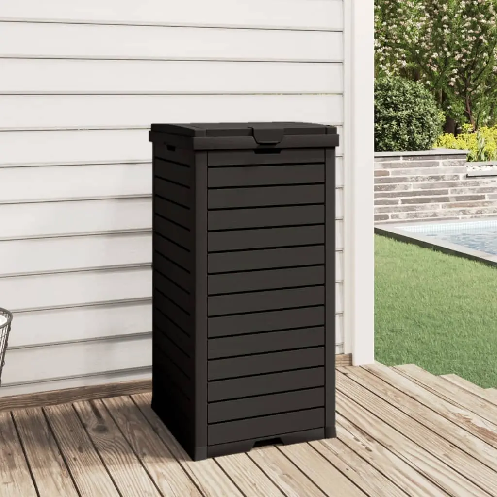 Black Outdoor Garbage Bin 41x41x86cm with Double Lid