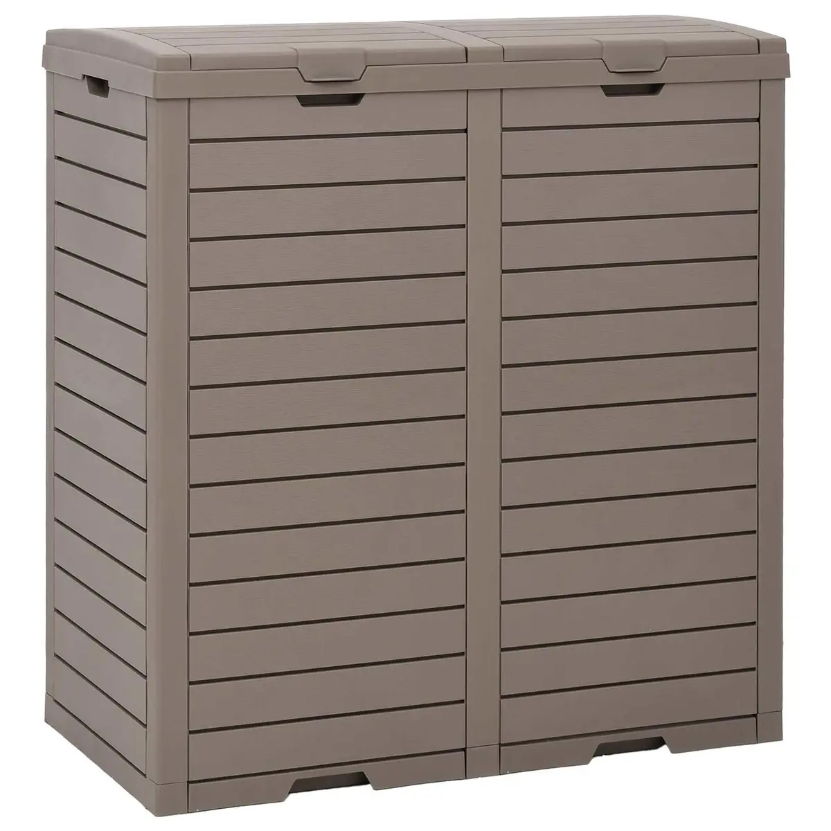 Outdoor Garbage Bin 78x41x86cm Double Lid Waste Container Light Brown Storage