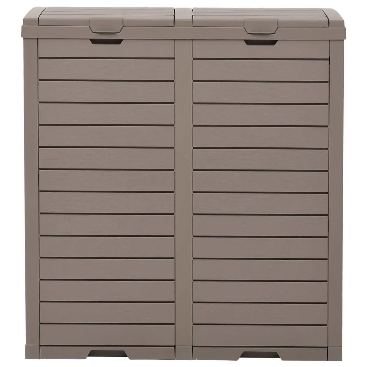 Outdoor Garbage Bin 78x41x86cm Double Lid Waste Container Light Brown Storage