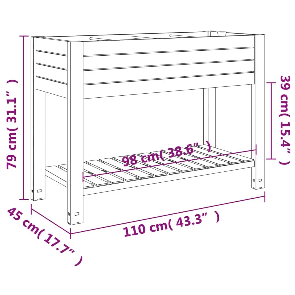 Raised Garden Bed Planter Box 110x45x79cm