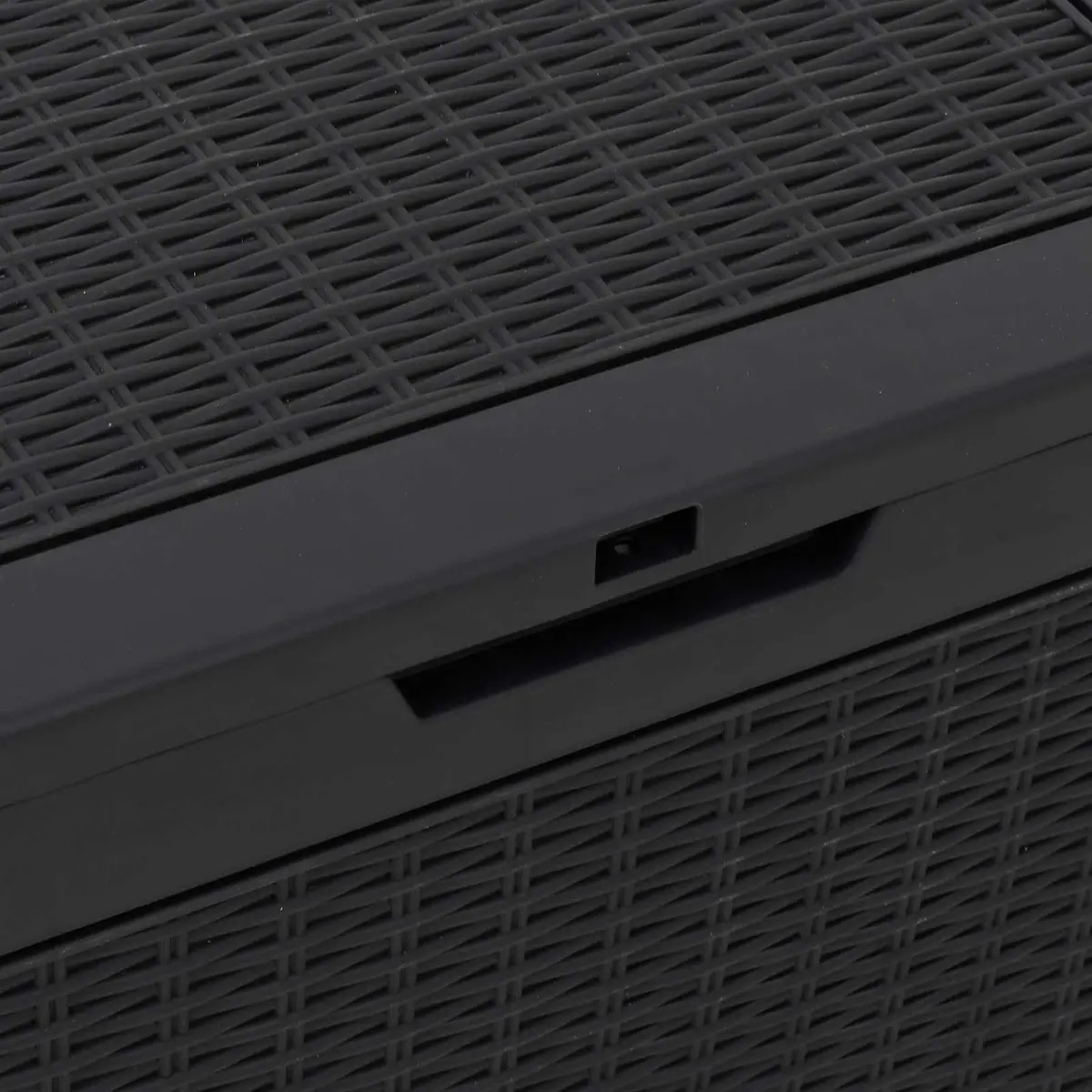 Garden Storage Box Black Outdoor Rattan Design Polypropylene 55.5x43x53cm