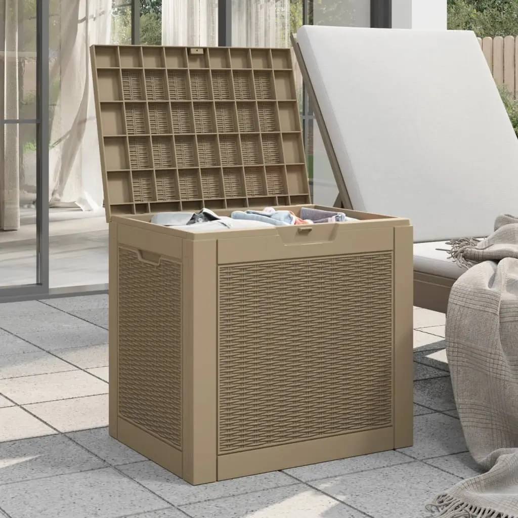 Outdoor Garden Storage Box Brown Rattan Design Patio Furniture Organizer
