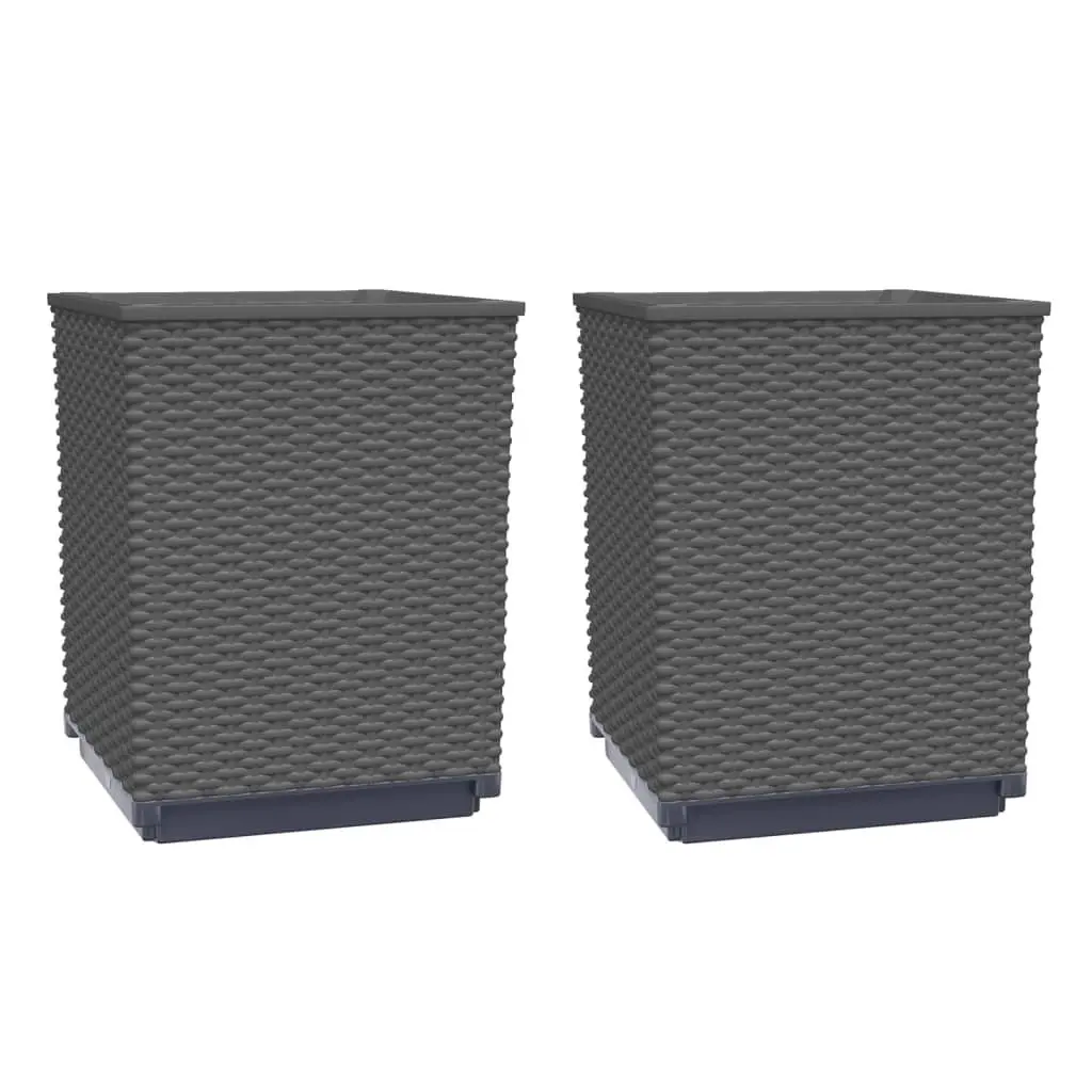 Black Planters 30x30x37cm Set of 2 Garden Flower Pots Outdoor Balcony Decor