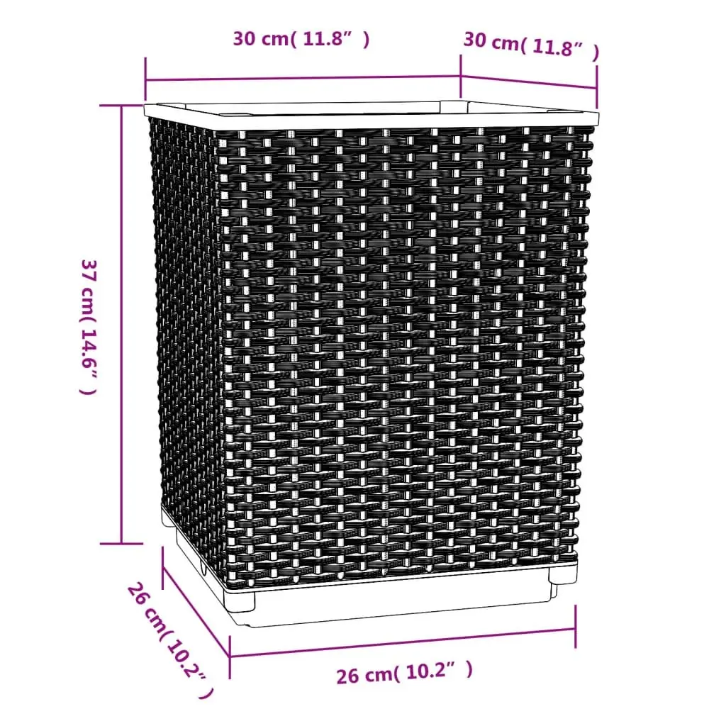 Black Planters 30x30x37cm Set of 2 Garden Flower Pots Outdoor Balcony Decor
