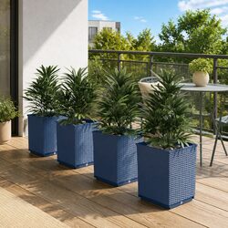 Grey Outdoor Planters Set of 4 for Garden and Patio