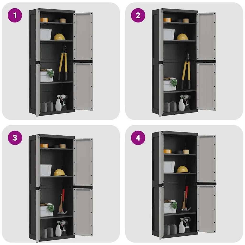 Lockable Outdoor Storage Cabinet in Grey and Black