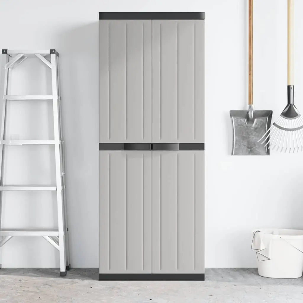 Lockable Outdoor Storage Cabinet in Grey and Black