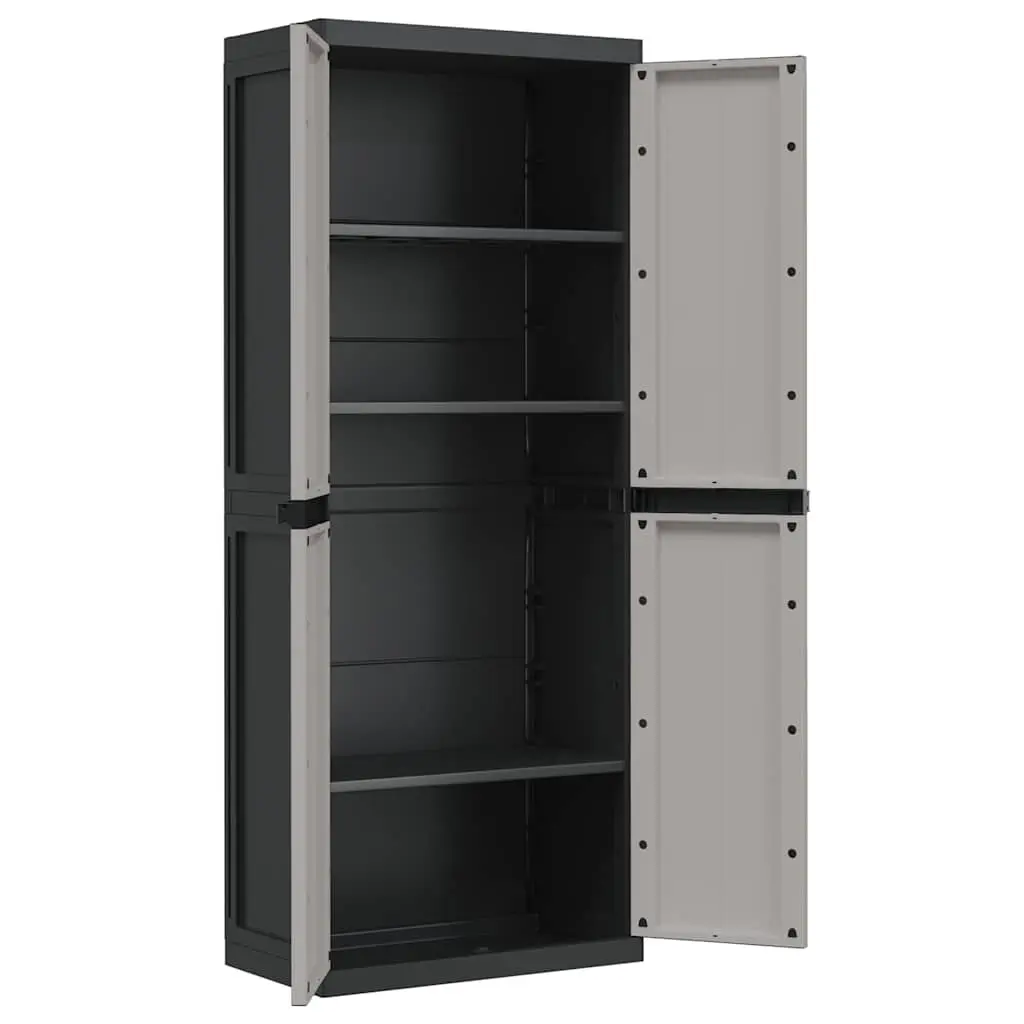 Lockable Outdoor Storage Cabinet in Grey and Black