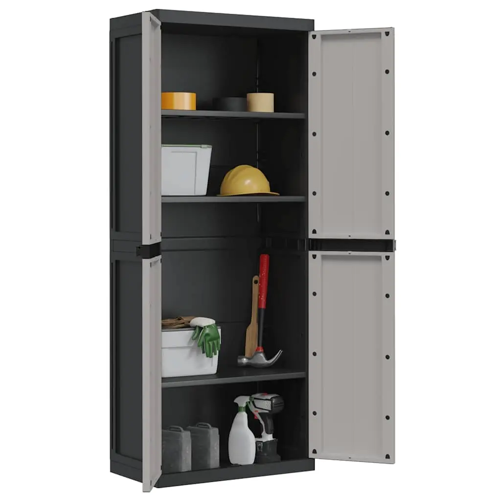Lockable Outdoor Storage Cabinet in Grey and Black