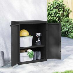 Durable Black Outdoor Storage Cabinet 65x37x85cm