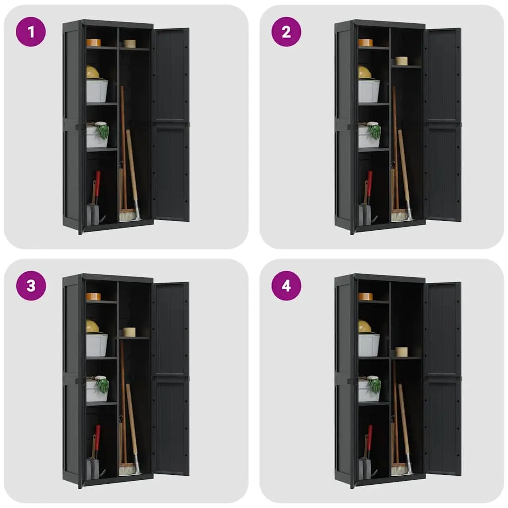 Outdoor Storage Cabinet Polypropylene 65x37x165 cm Black