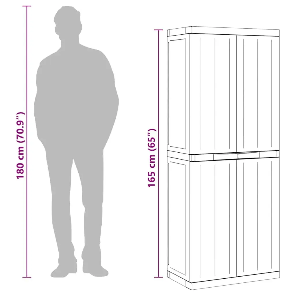 Outdoor Storage Cabinet Polypropylene 65x37x165 cm Black