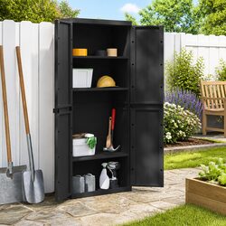 Weather-Resistant Black Outdoor Storage Cabinet