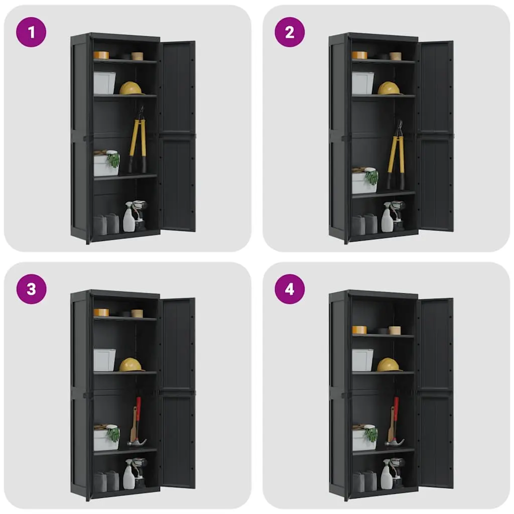 Outdoor Storage Cabinet Black Garden Cupboard Lockable Shelf Organiser Patio