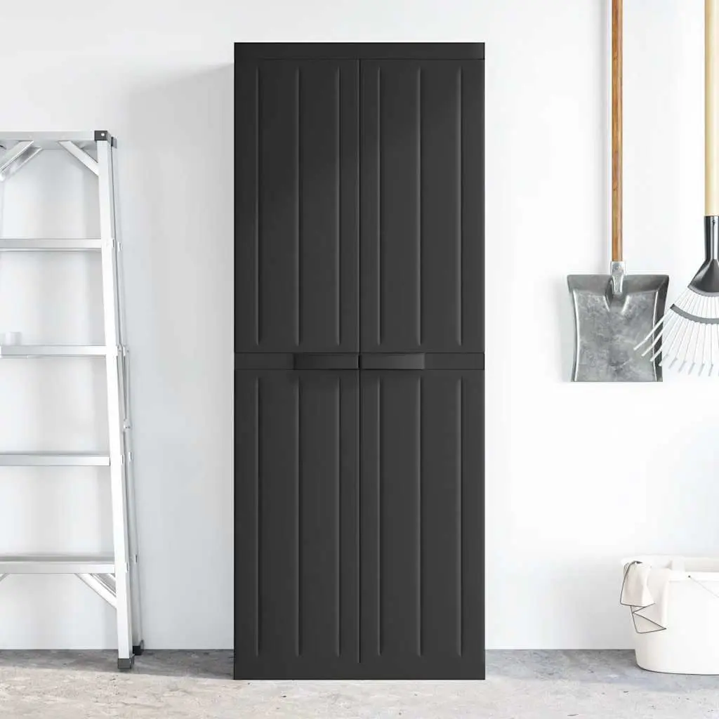 Outdoor Storage Cabinet Black Garden Cupboard Lockable Shelf Organiser Patio