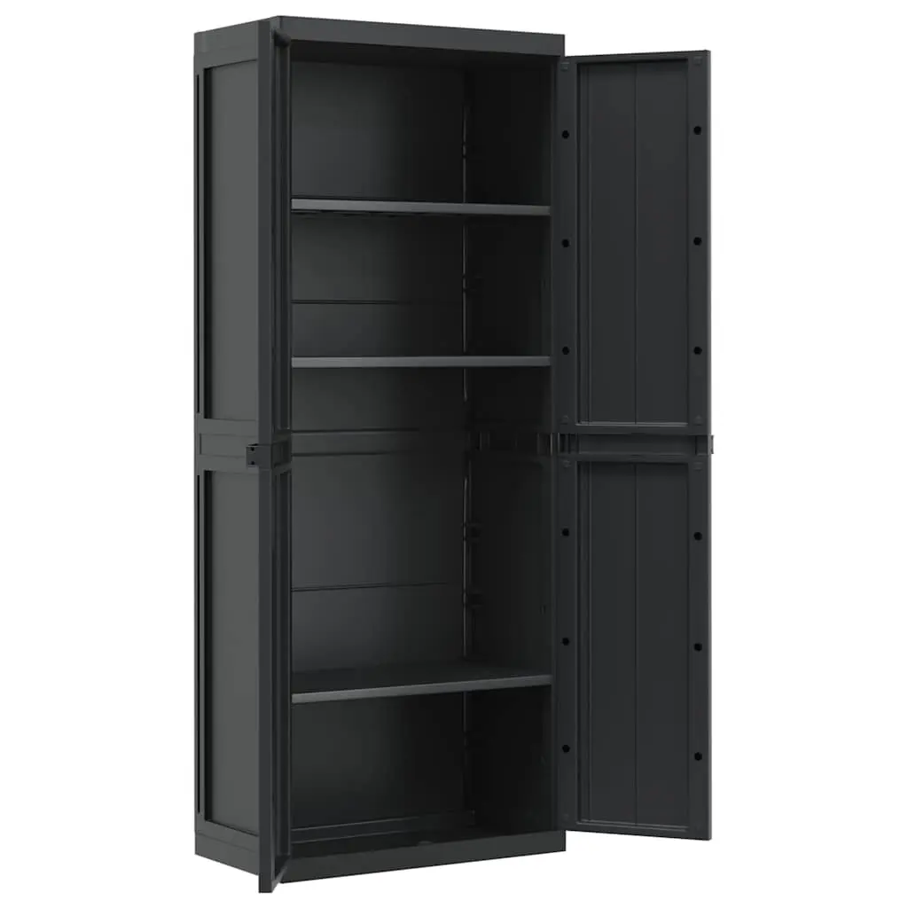 Outdoor Storage Cabinet Black Garden Cupboard Lockable Shelf Organiser Patio