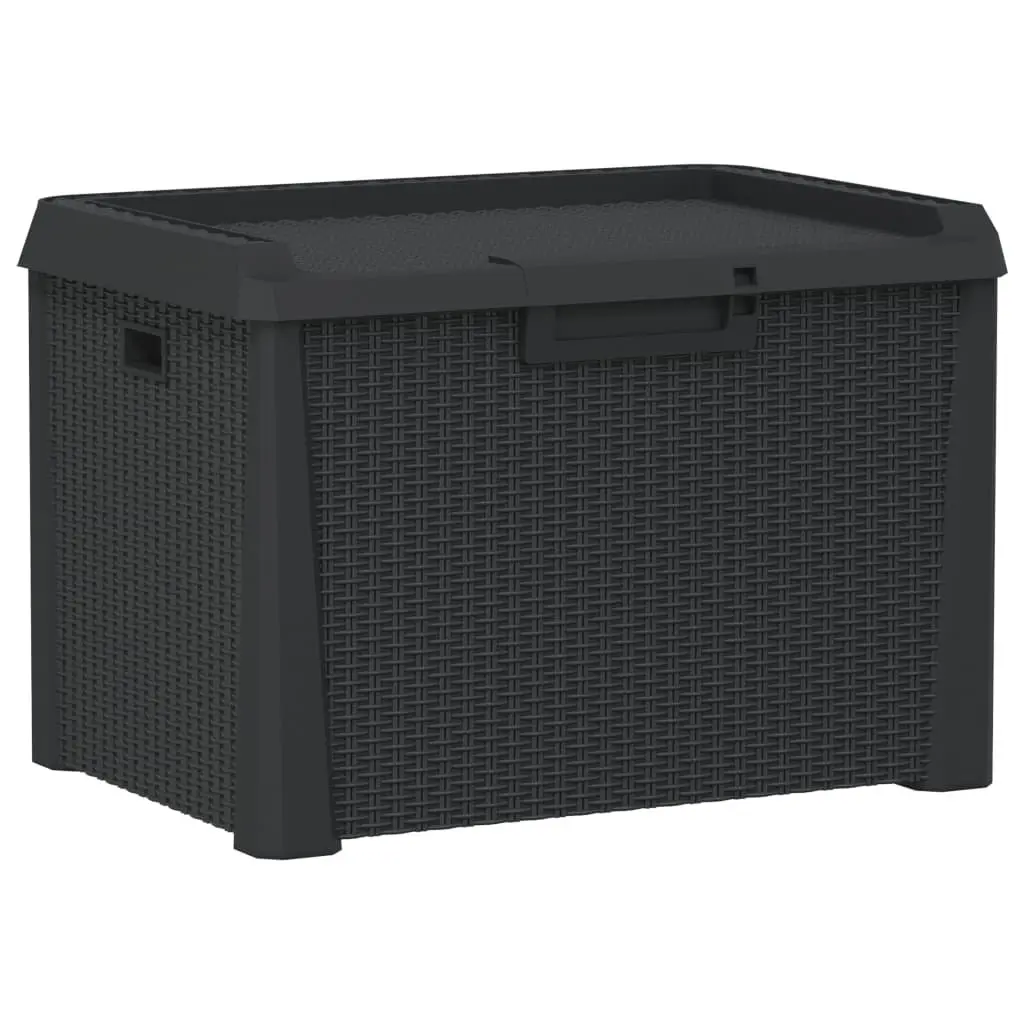Outdoor Storage Box Polypropylene 125L Anthracite Rattan Look Weather Resistant