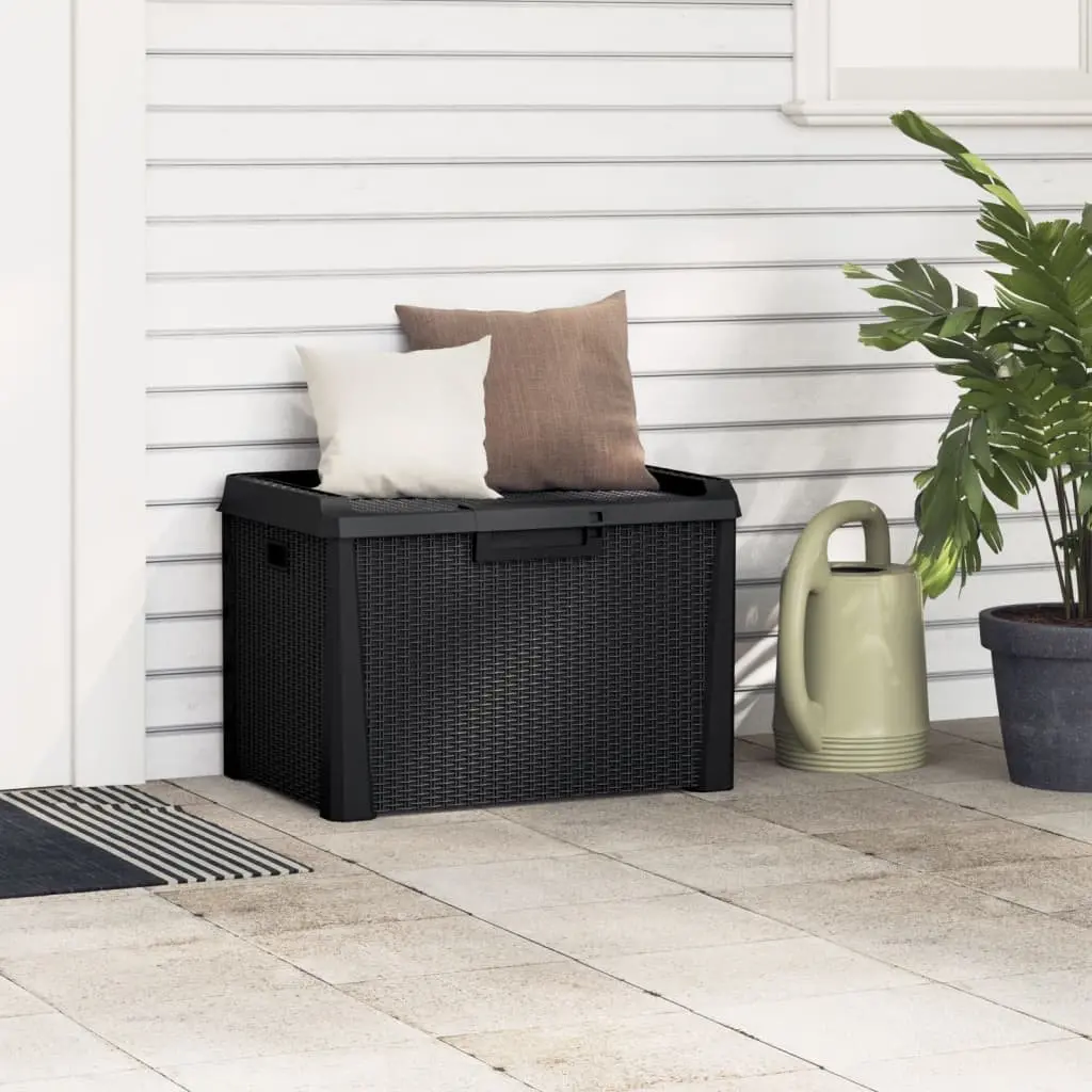 Outdoor Storage Box Polypropylene 125L Anthracite Rattan Look Weather Resistant