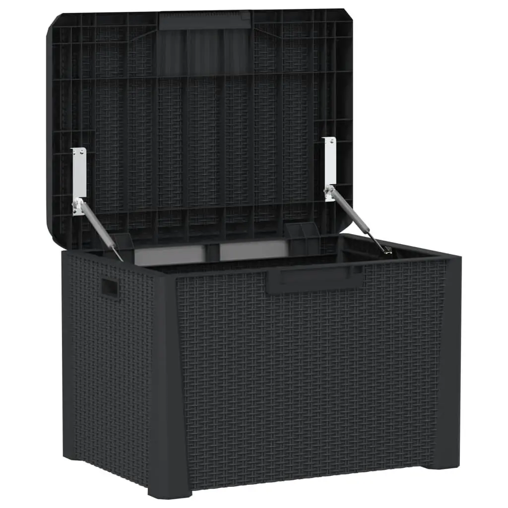 Outdoor Storage Box Polypropylene 125L Anthracite Rattan Look Weather Resistant