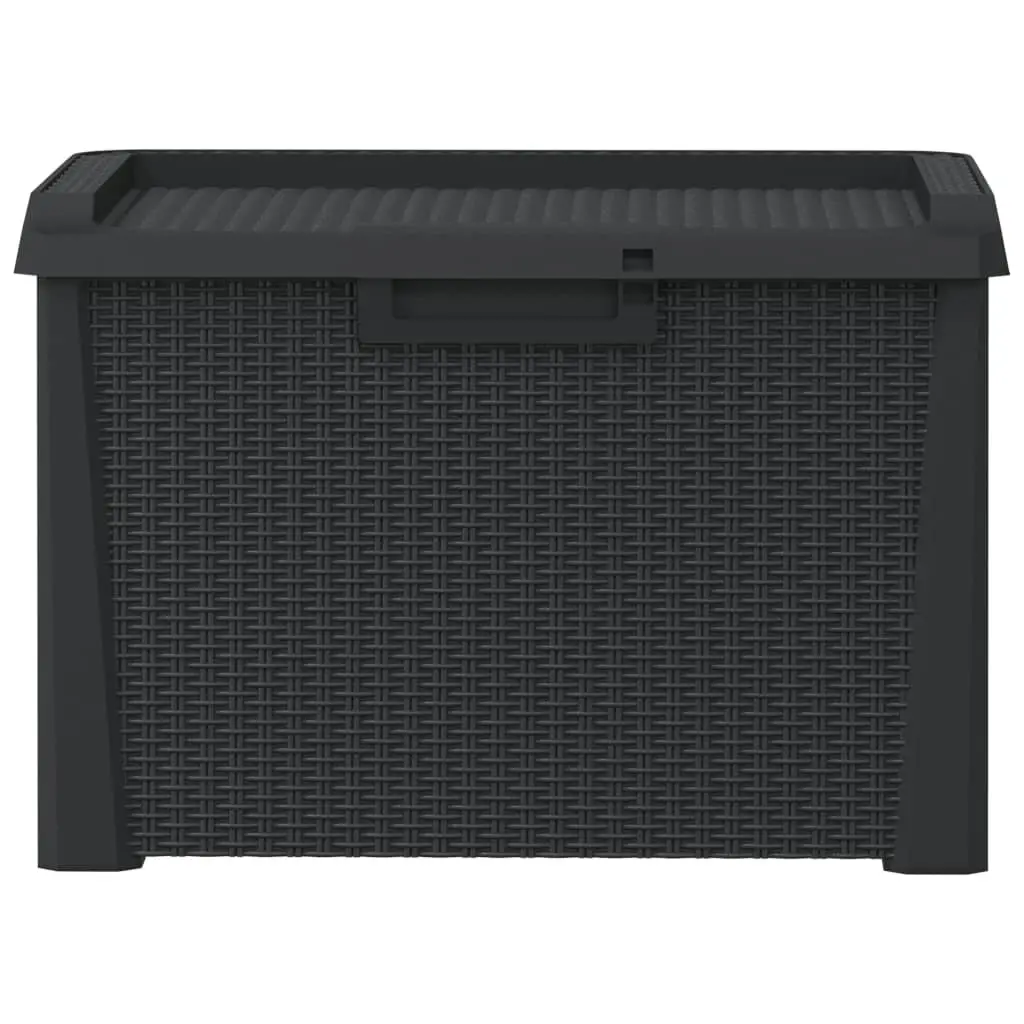 Outdoor Storage Box Polypropylene 125L Anthracite Rattan Look Weather Resistant