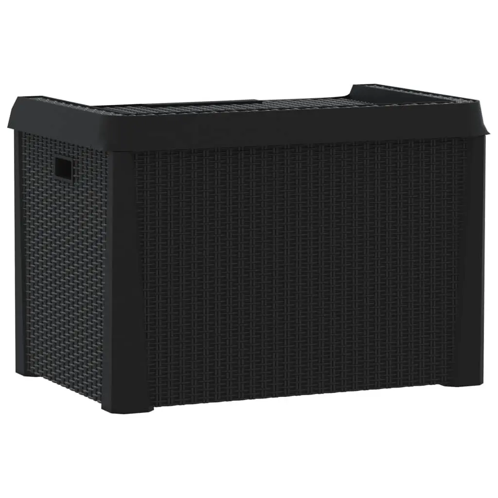 Outdoor Storage Box Polypropylene 125L Anthracite Rattan Look Weather Resistant