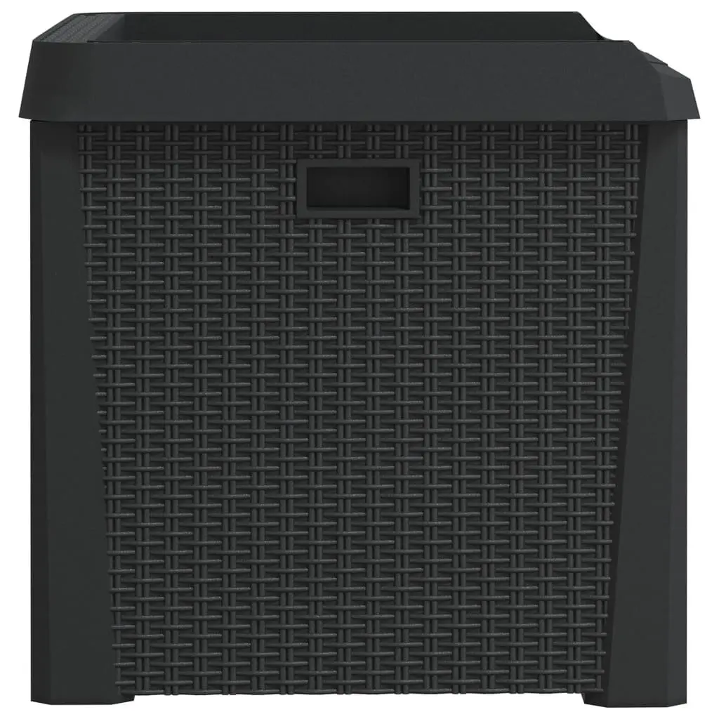 Outdoor Storage Box Polypropylene 125L Anthracite Rattan Look Weather Resistant