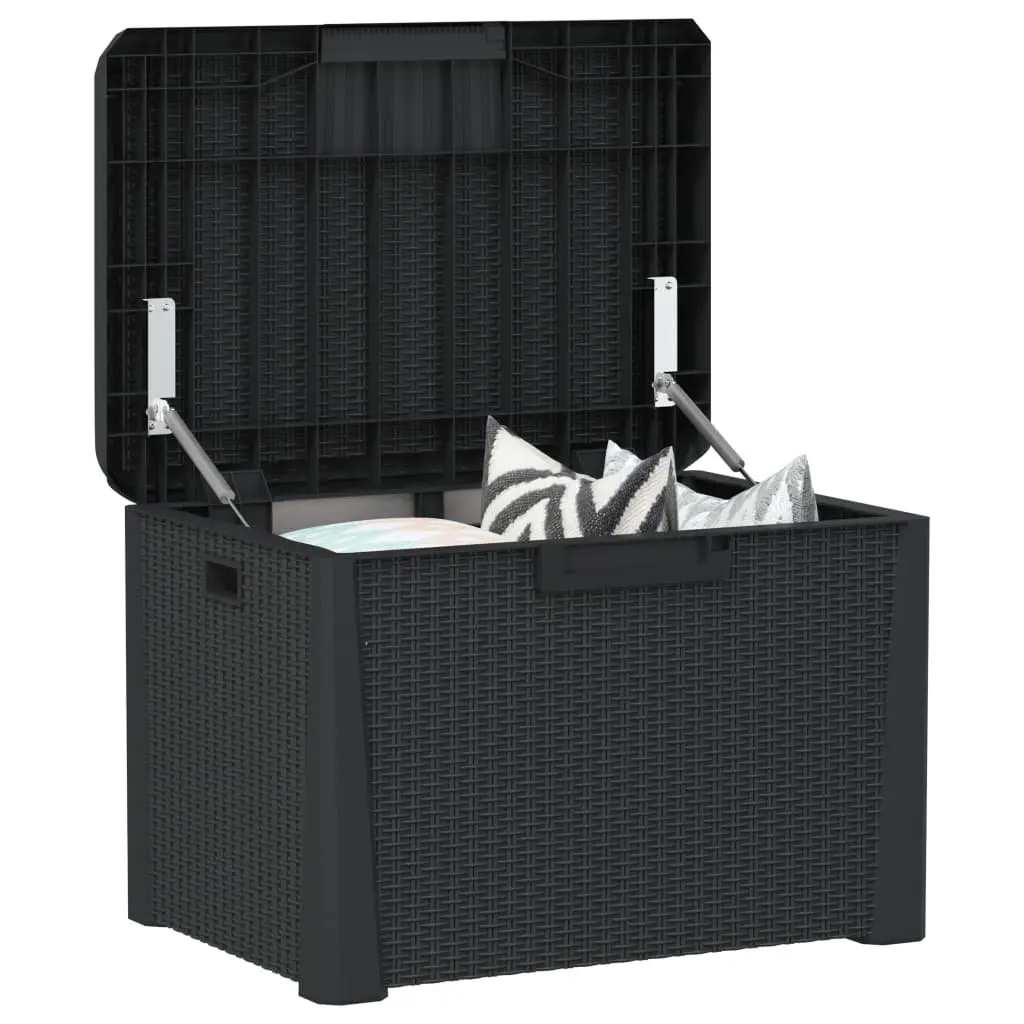 Outdoor Storage Box Polypropylene 125L Anthracite Rattan Look Weather Resistant