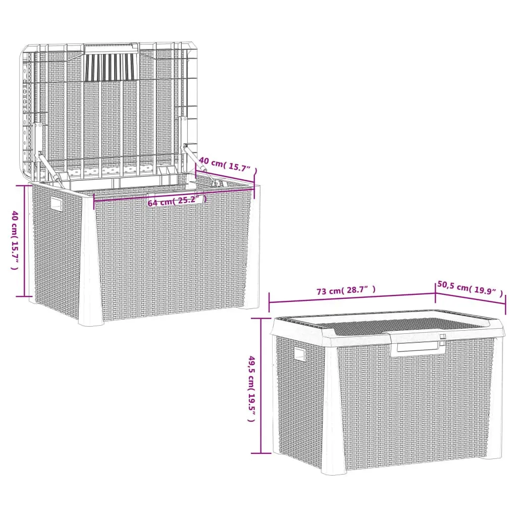 Brown Rattan Look Garden Storage Box 125L