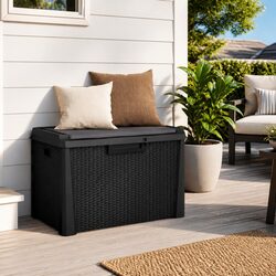 Sturdy Anthracite Garden Storage Box with Comfortable Cushion