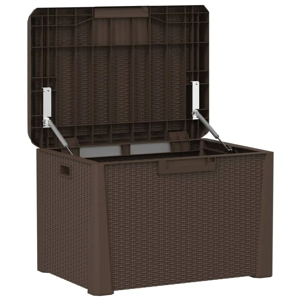 Garden Storage Box with Seat Cushion 125L Outdoor Patio Rattan Look Brown