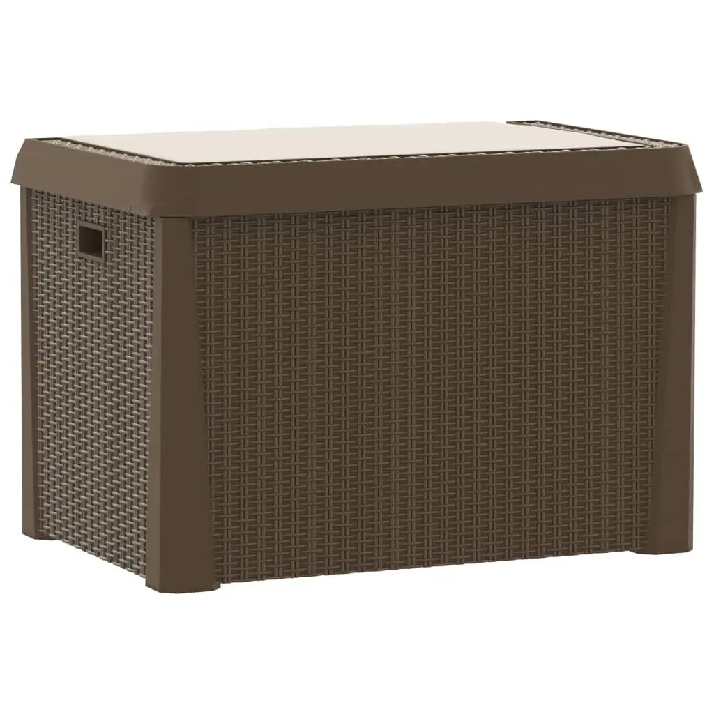 Garden Storage Box with Seat Cushion 125L Outdoor Patio Rattan Look Brown