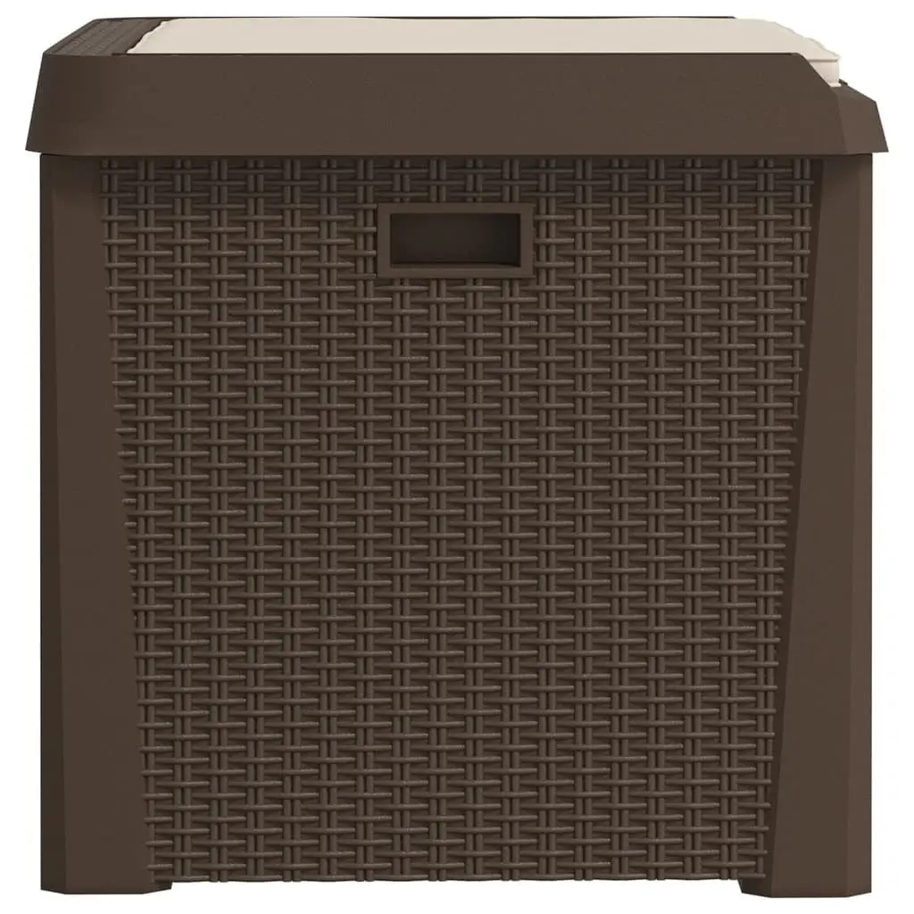 Garden Storage Box with Seat Cushion 125L Outdoor Patio Rattan Look Brown