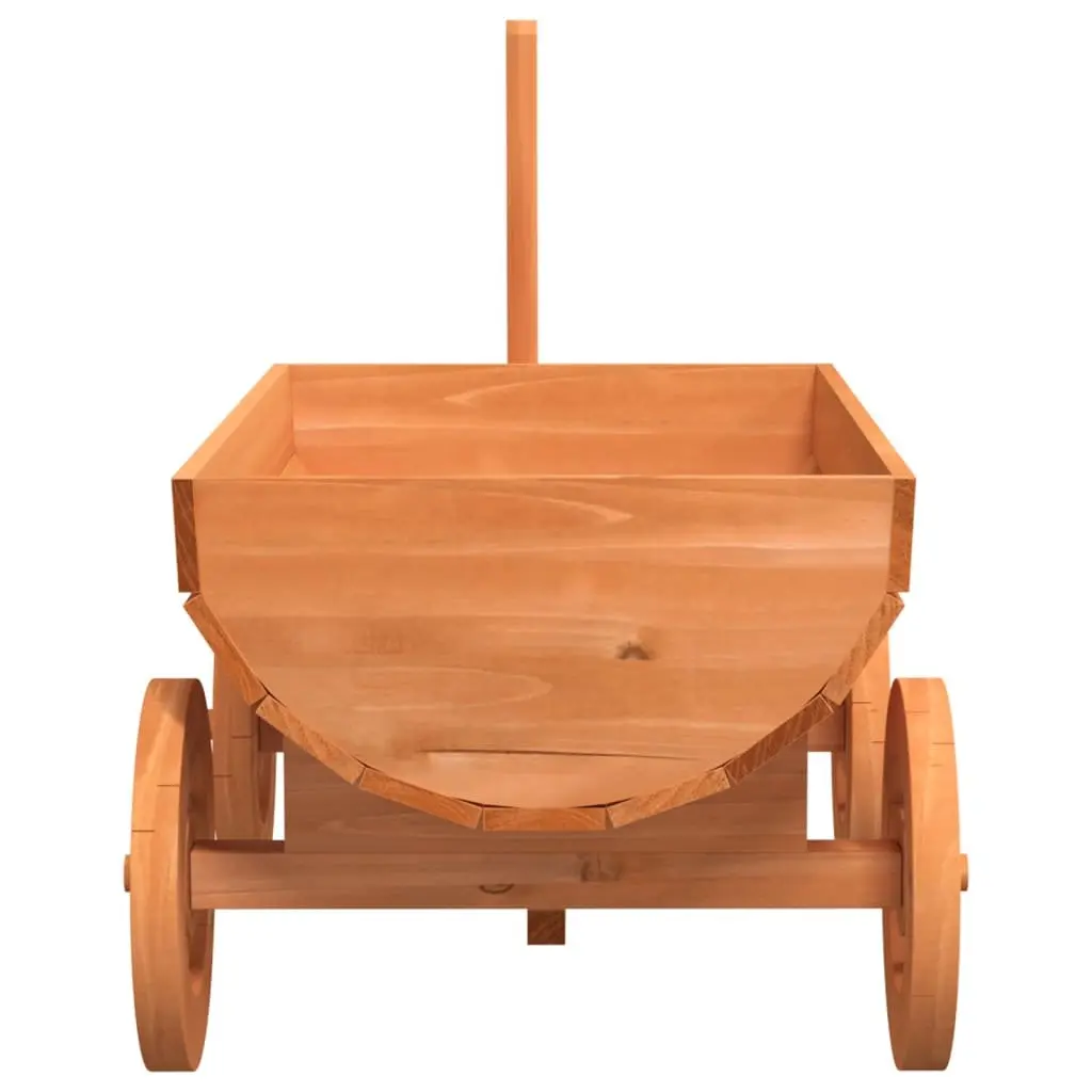 Garden Wagon Solid Fir Wood Planter Cart with Wheels Handle Brown