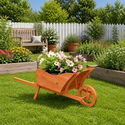 Premium Wooden Wheelbarrow Planter for Your Garden