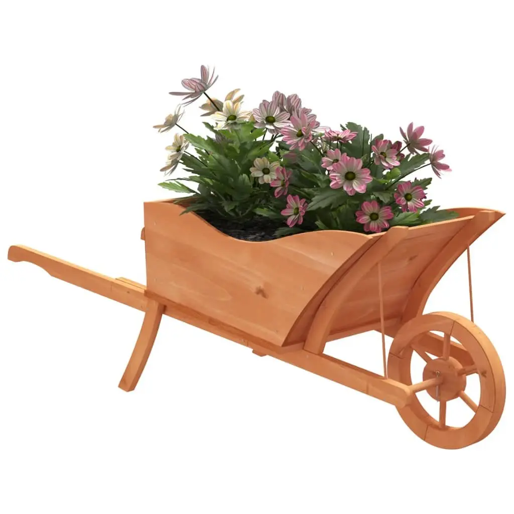 Wooden Wheelbarrow Planter Solid Fir Wood 128 x 45.5 x 43 cm Brown