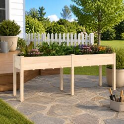 Durable Wooden Planter with Integrated Liner 203x53x76 cm