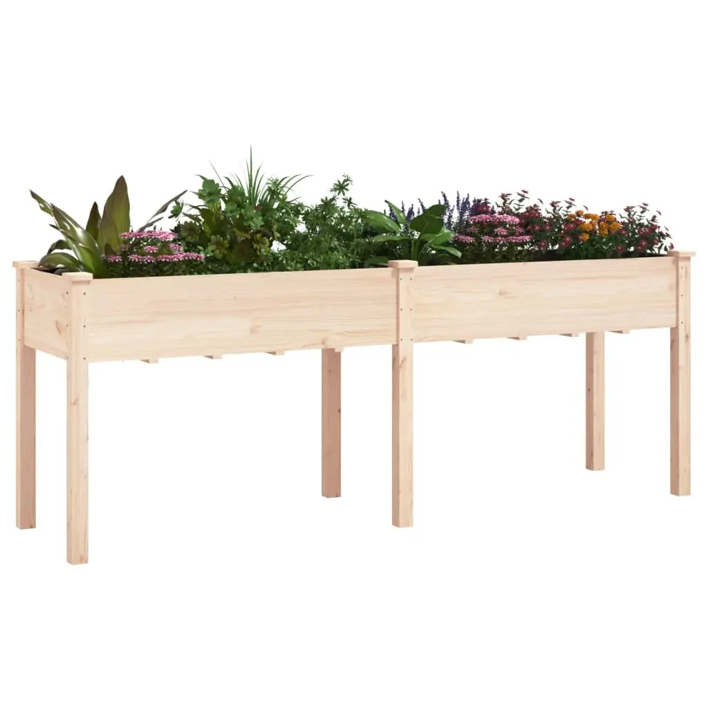 Wooden Planter Fir Wood 203x53x76 cm Brown