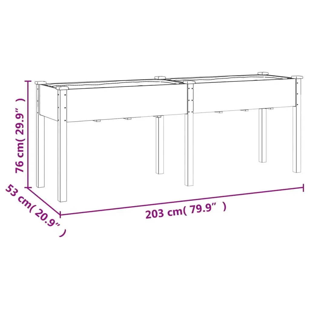 Wooden Planter Fir Wood 203x53x76 cm Brown