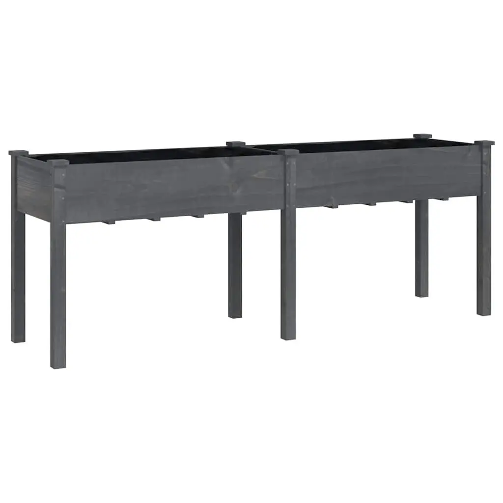 Wooden Planter Box Solid Fir Wood 203 x 53 x 76 cm Grey